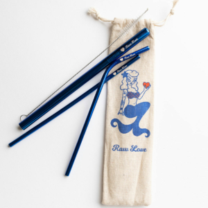 blue metal straws